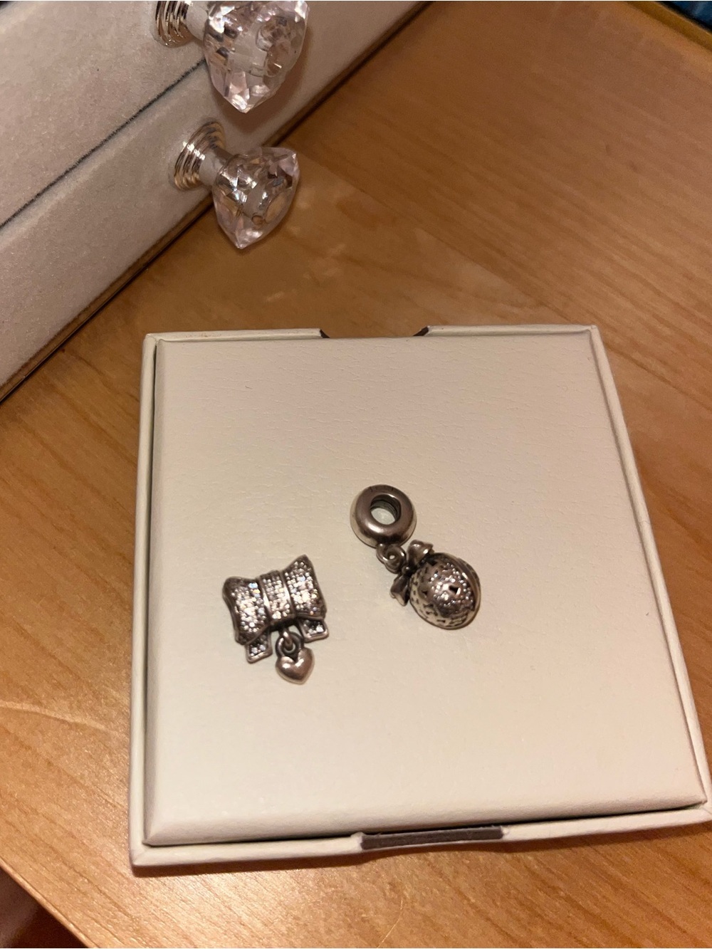 Pandora Silver Bow and Ball Charm Set - Women Jewelry
